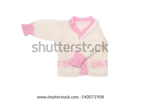 Pink sweater for a child in a white background
