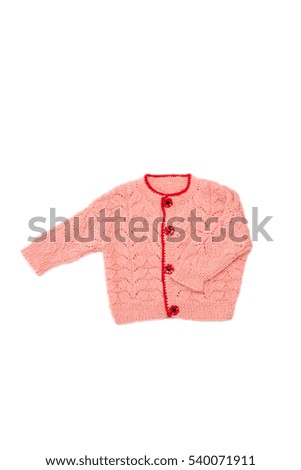 Pink sweater for a child in a white background