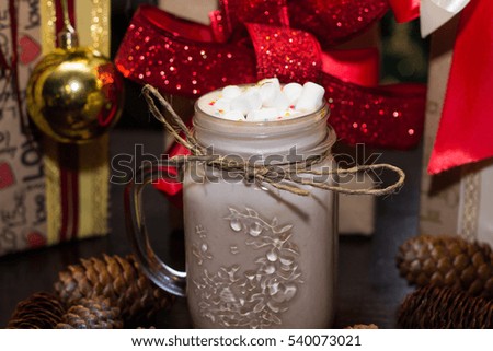 mug with milkshake and whipped cream