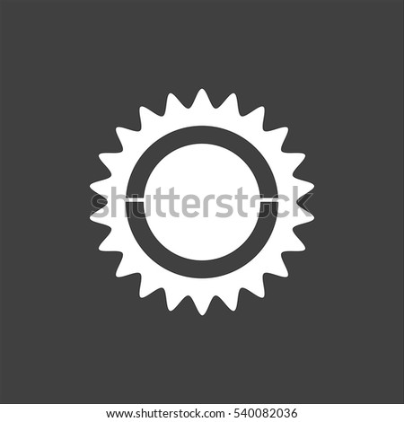 Bike chainring, chainwheel icon flat. Vector white illustration isolated on black background. Flat symbol