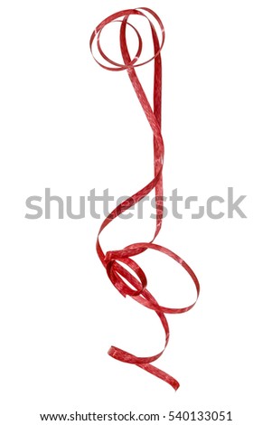 Red streamer, isolated on a white background