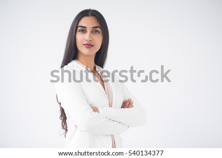 Closeup of Proud Gorgeous Indian Business Woman Royalty-Free Stock Photo #540134377