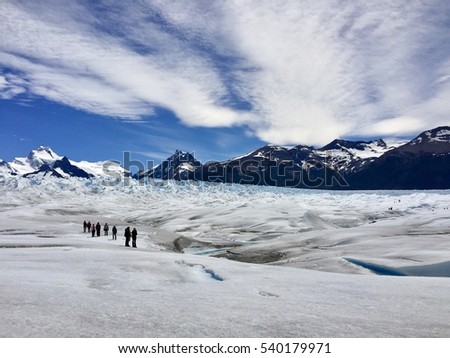 Los Glaciares National Park is home to one of Patagoniaâ??s greatest marvels: Glacier Perito Moreno. Royalty-Free Stock Photo #540179971