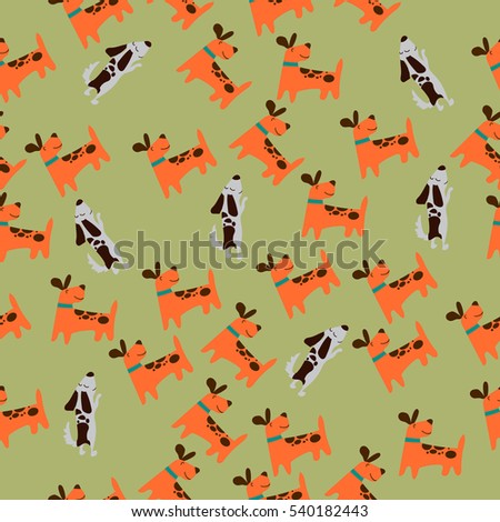 High quality original trendy vector seamless pattern with cute dog or puppy. Dog best friend