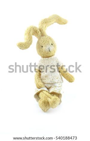 Ceramic rabbit on white background for decoration