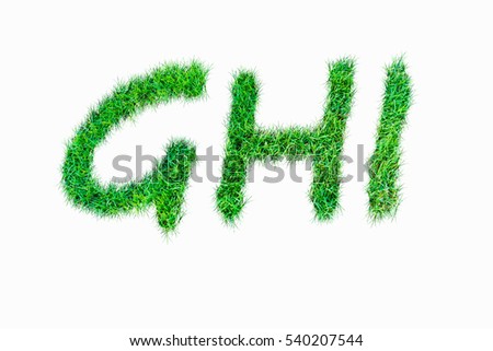 GHI Green nature real grasss font isolated on white