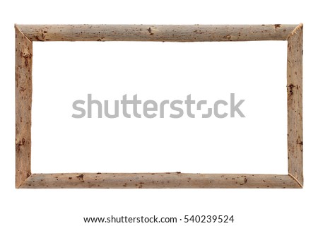 Frame made of dry tree branches isolated on white background