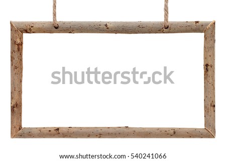 Frame made of dry tree branches with rope isolated on white background