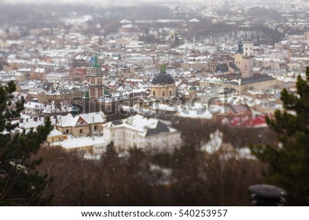 High Castle - a medieval castle on one of the hills in the city of Lviv. Photographed creative lens Lensbaby Edge 80 Optic.