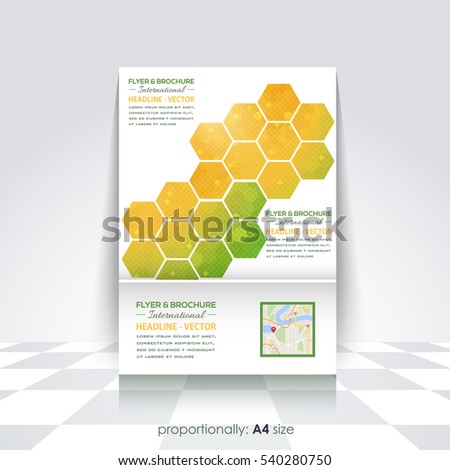 Low Poly Brochure, A4 Flyer Document and Vector Background. Corporate Leaflet, Textbook Cover Design. Image Add Feature Print Ready Business Pamphlet or Polygonal Booklet Template