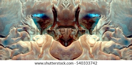 light eyes animal, Tribute to Dalí, abstract symmetrical photograph of the deserts of Africa from the air, aerial view, abstract expressionism,mirror effect, symmetry,kaleidoscopic photo,