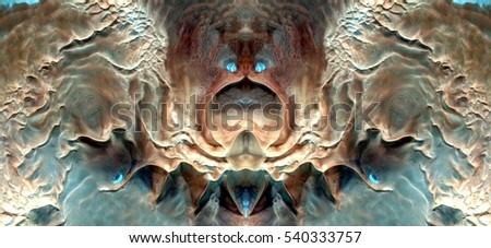 nightmare,Tribute to Dalí, abstract symmetrical photograph of the deserts of Africa from the air, aerial view, abstract expressionism,mirror effect, symmetry,kaleidoscopic photo,