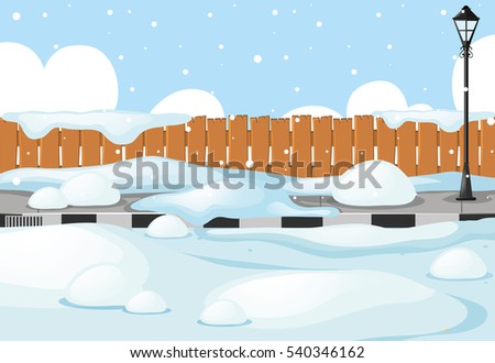 Scene with snow on the street illustration