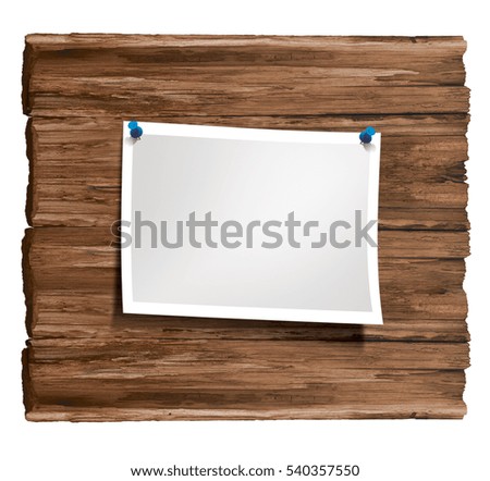 Empty photo on wooden board with pins