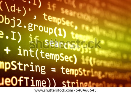 Software developer programming code. Abstract computer script code. Programming code screen of software developer. Software Programming Work Time. Code text written and created entirely by myself.