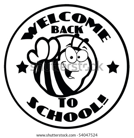  Black And White Welcome Back To School Bee Circle