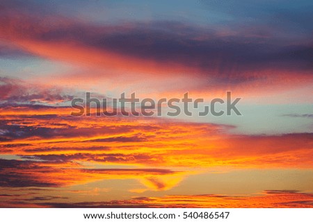Beautiful dramatic sunset with soft clouds, Natural background