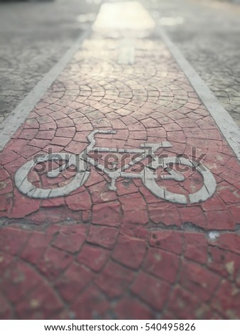 A way out for bike on  old road bicycle picture background