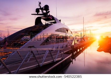 View of Harbor and marina with moored yachts and motorboats in pattaya thailand Royalty-Free Stock Photo #540522385