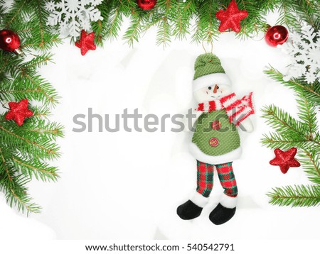 christmas background with fir branches frame and copy space