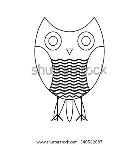 Black contours of the owl on a white background. Vector illustration.