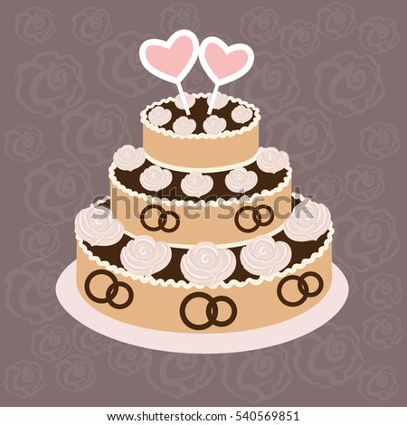 vector of wedding cake with hearts