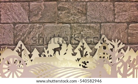 Merry Christmas papercut set, Realistic origami set, christmas tree, present gift, reindeer, candle, snowman, bulb, christmas ball, santa beard, snow star