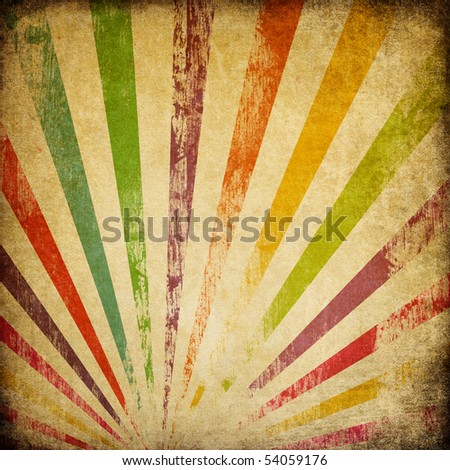 Grunge sunburst colorful background.