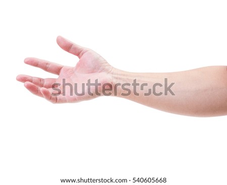 Man hand isolated on white background, clipping path