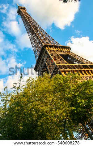 Eiffel Tower; one of the most popular attractions in Paris, France.