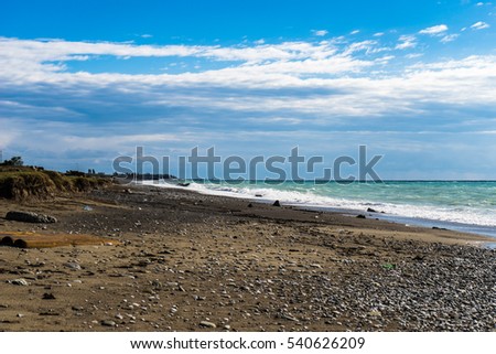 Landscape of Coastal line with ocean or sea,waves and storm in good weather conditions.Beach relaxing.