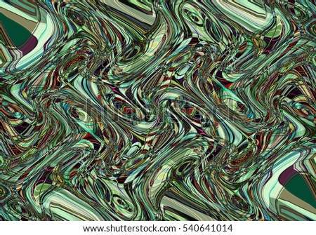 Colorful psychedelic background made of interweaving curved shapes. Illustration