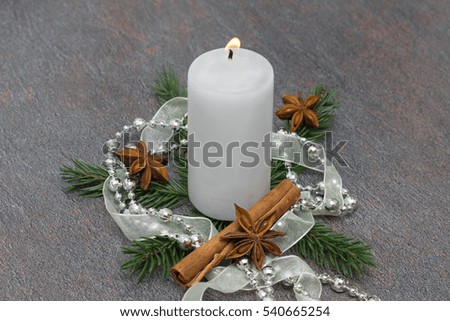 christmas' candle with fir branches