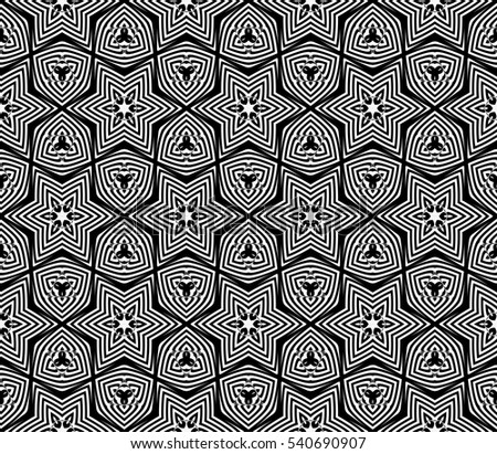 seamless black and white floral wallpaper. geometric ornament. Vector illustration. for template, invitation, wallpaper