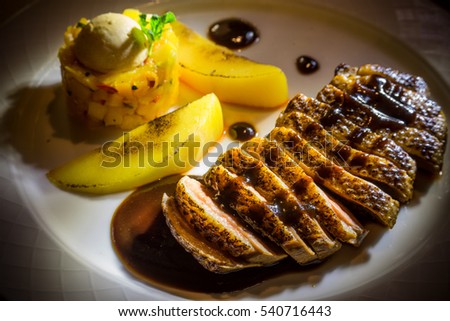duck breast with stewed apples