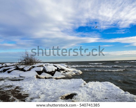 Frozen Ice Cold Lake Ontario In Winter
