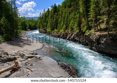 Middle Fork Flathead River in Glacier National Park, Montana USA Royalty-Free Stock Photo #540755524
