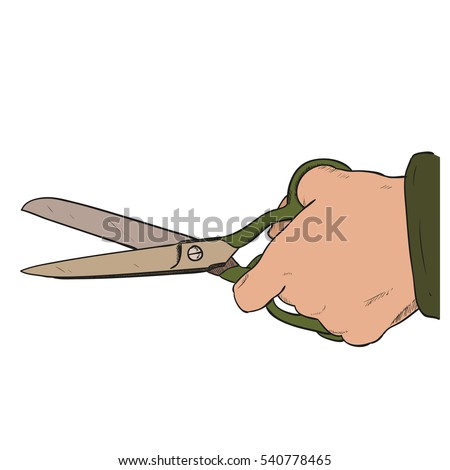 Vector color sketch of kitchen scissors. Hand draw illustration.