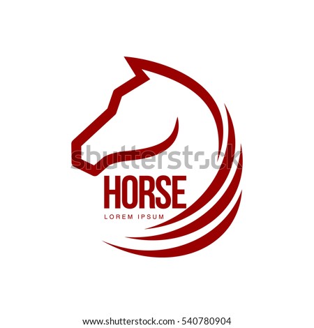 Horse head profile graphic logo template, vector illustration on white background. Stylish horse head outline for stable, farm, race logo design