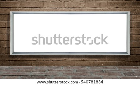 Blank billboards city large long night for new advertisement commercial concept idea  vintage background large LCD advertisement commercial at street road brick wall old retro vintage style urban city