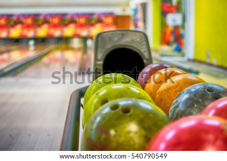Bowling. Bowling balls. Bowling alley.  Vivid colors