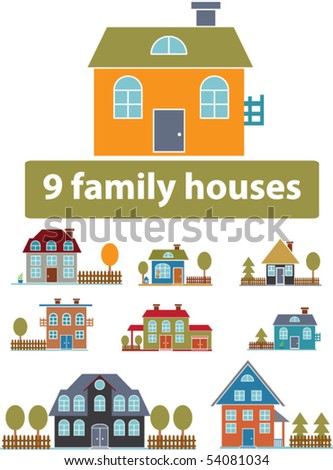 9 premium family houses. vector