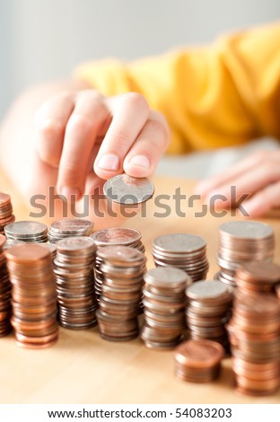Hand Counting Coins