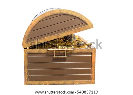 side view of Treasure chest isolated on white background with clipping path