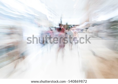 Abstract blur people in beautiful luxury shopping mall center and shop retail store for background