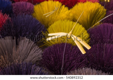 Close up colorful bunch of bamboo sticks background