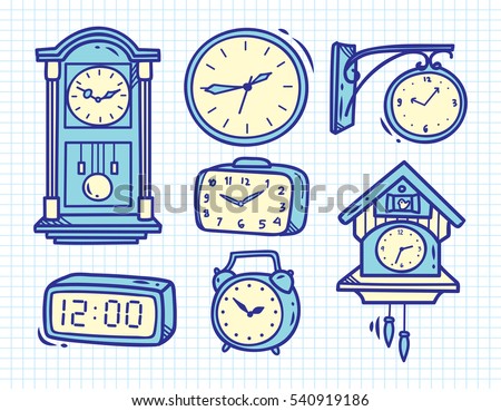Set of vintage clock doodle