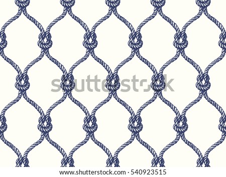 Rope seamless tied fishnet pattern. Vector Wallpaper Royalty-Free Stock Photo #540923515