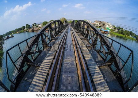 The famous railway Bridge on the River Kwai, Kanchanaburi,Thailand. River Kwai is one of the best tourist attraction place.