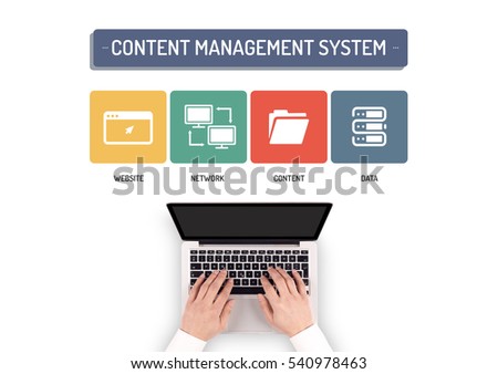BUSINESSMAN WORKING ON CONTENT MANAGEMENT SYSTEM CONCEPT